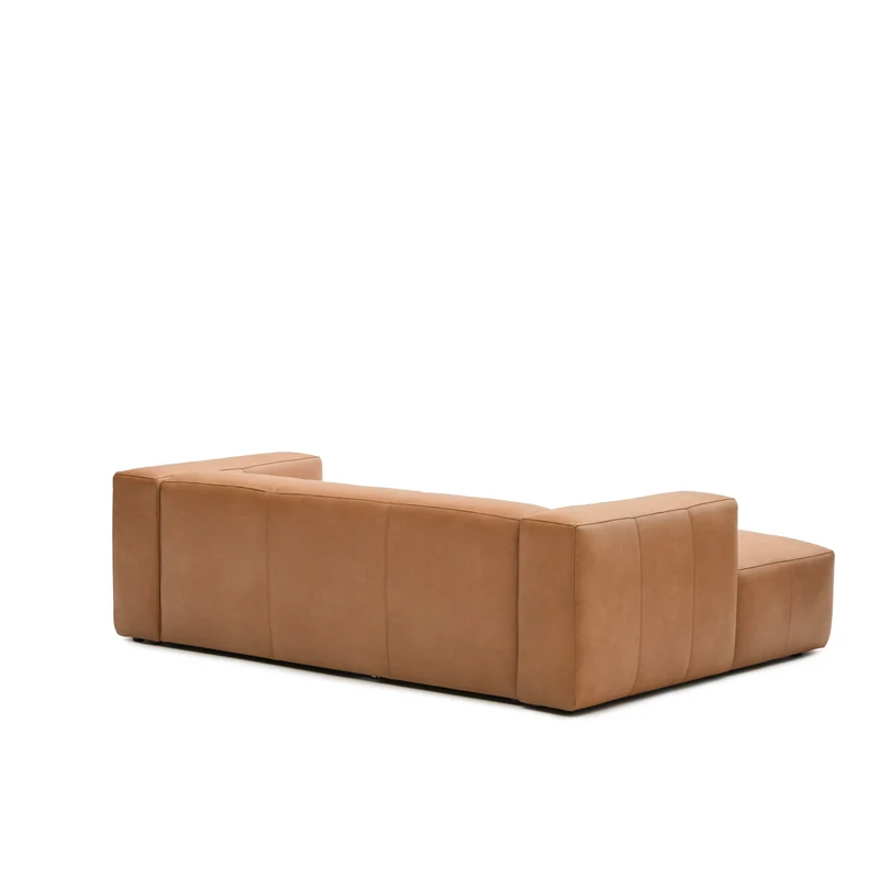 Blok 2-seater with Chaise Longue - Brown Leather