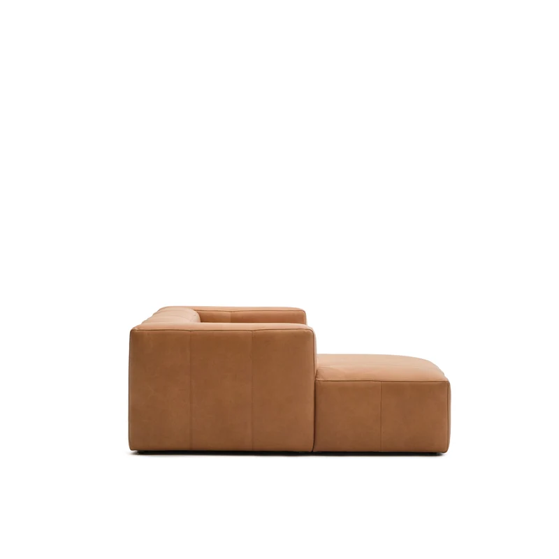 Blok 2-seater with Chaise Longue - Brown Leather