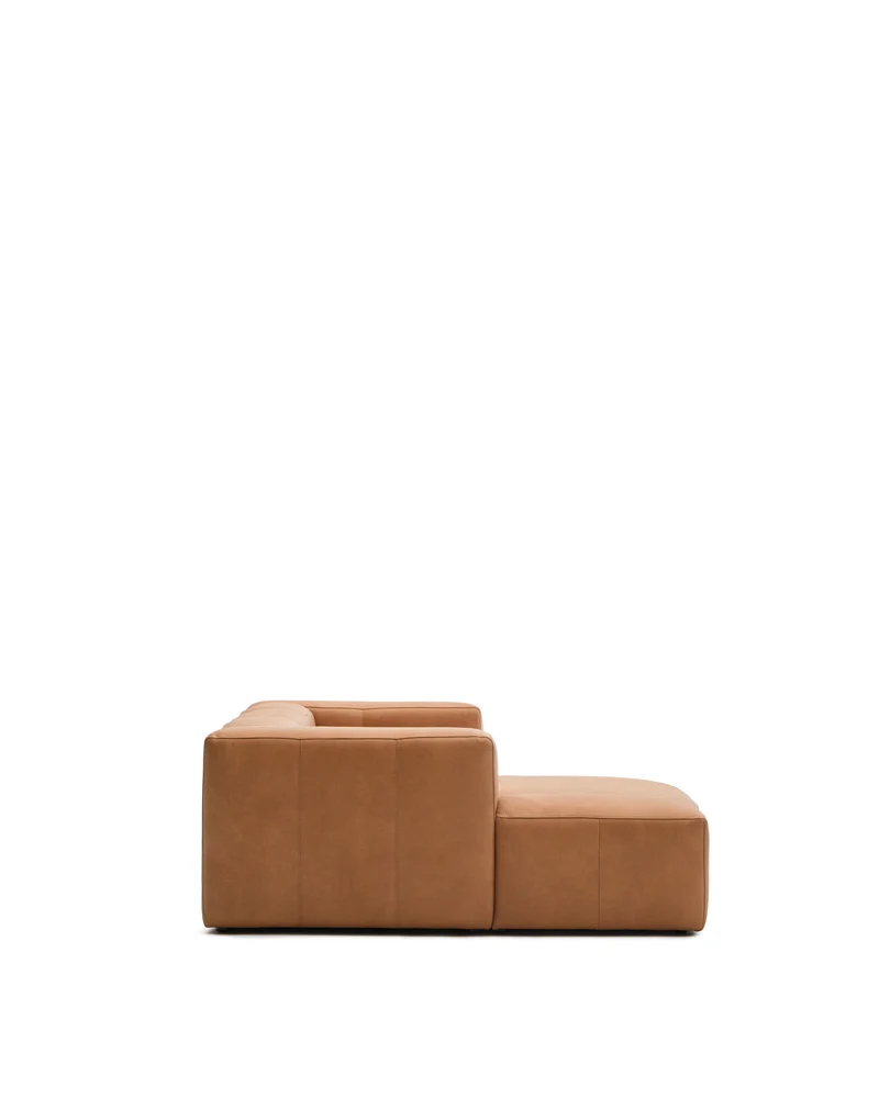 Blok 2-seater with Chaise Longue - Brown Leather