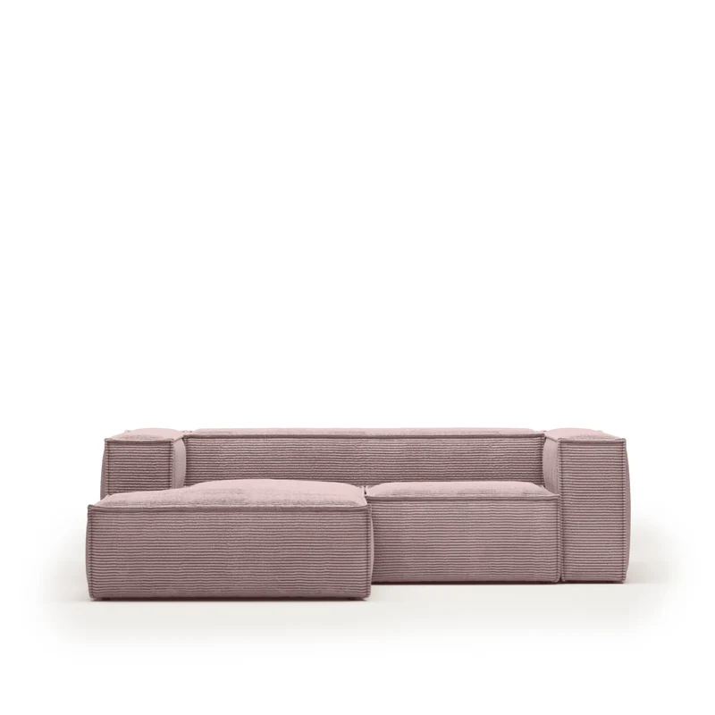 Blok 2-seater with Chaise Longue - Pink Corduroy