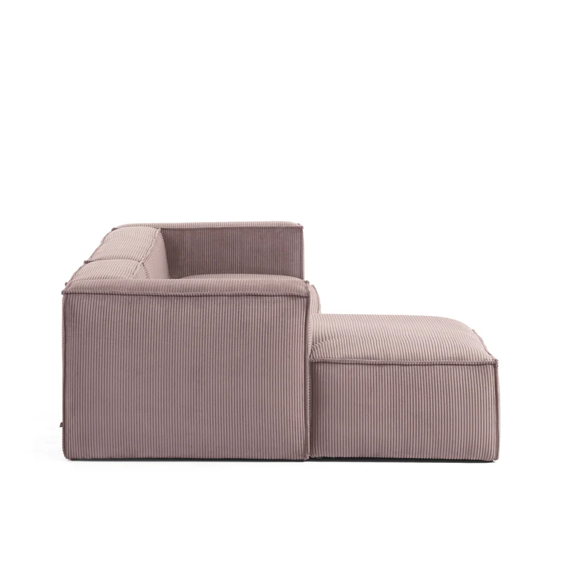 Blok 2-seater with Chaise Longue - Pink Corduroy