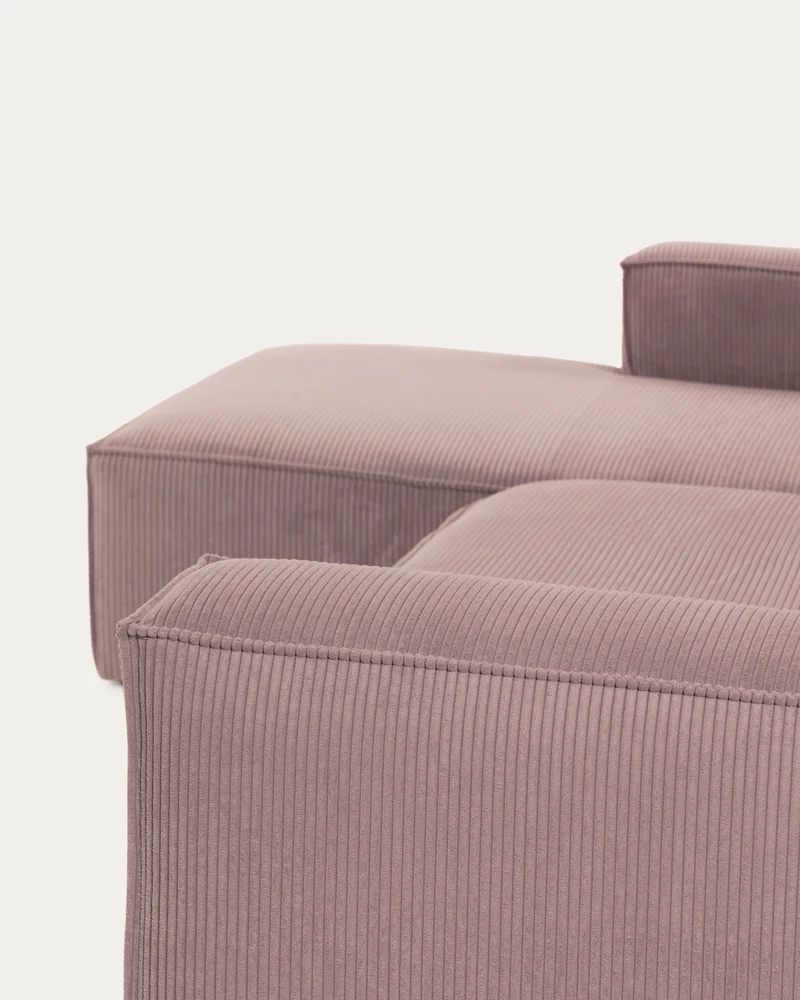 Blok 2-seater with Chaise Longue - Pink Corduroy