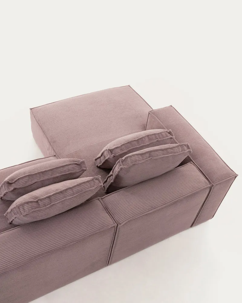 Blok 2-seater with Chaise Longue - Pink Corduroy