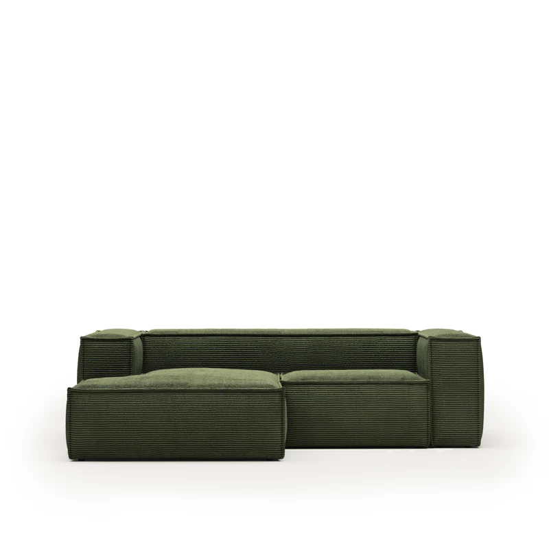 Blok 2-seater with Chaise Longue - Green Corduroy