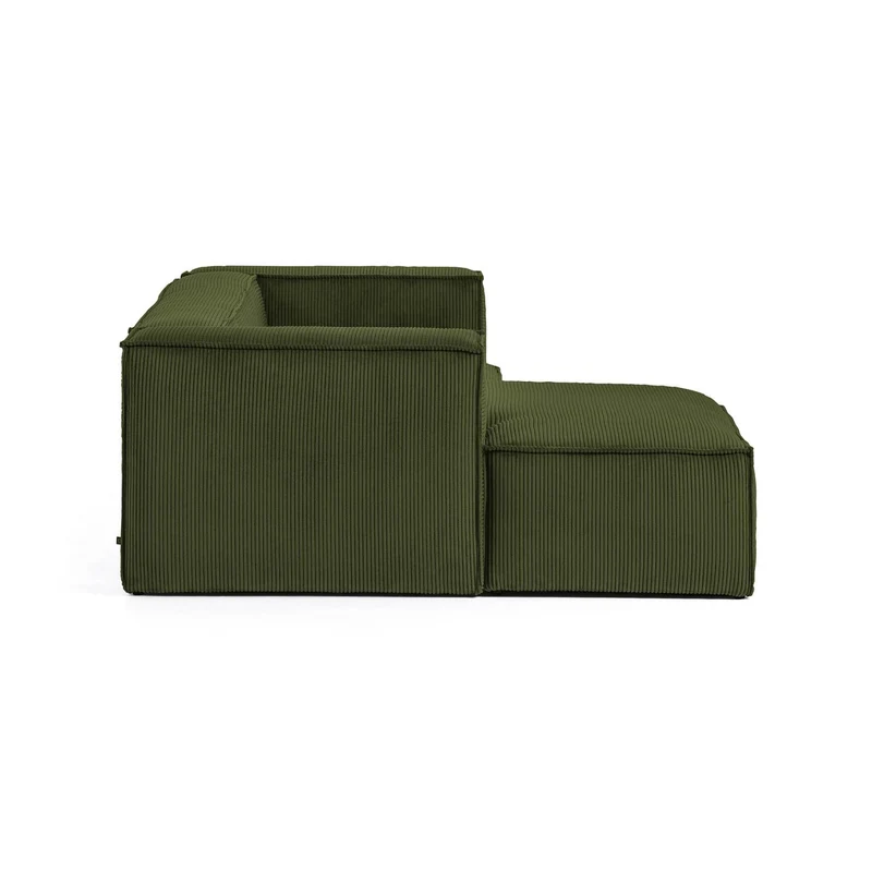 Blok 2-seater with Chaise Longue - Green Corduroy