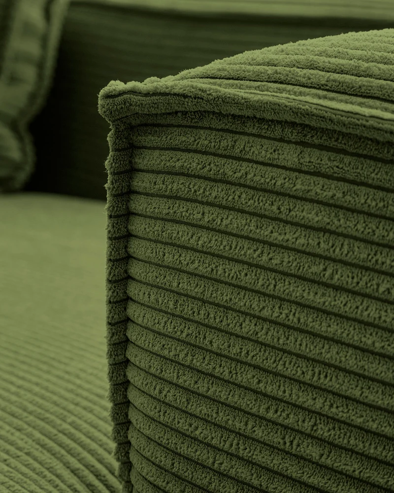 Blok 2-seater with Chaise Longue - Green Corduroy