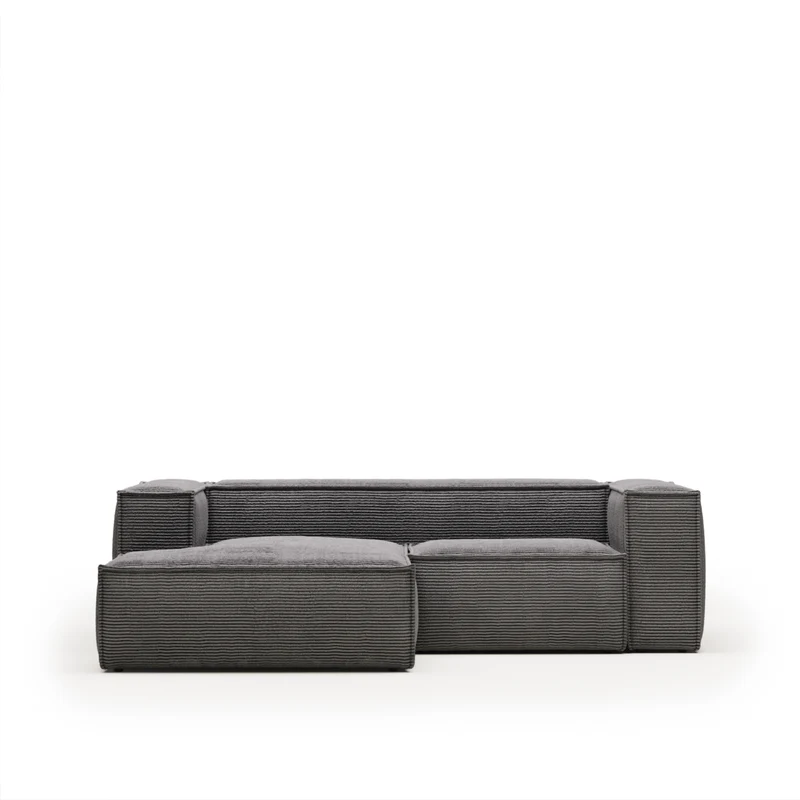 Blok 2-seater with Chaise Longue - Grey Corduroy