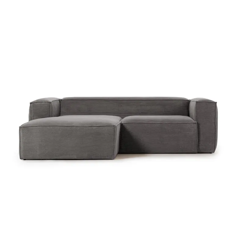 Blok 2-seater with Chaise Longue - Grey Corduroy