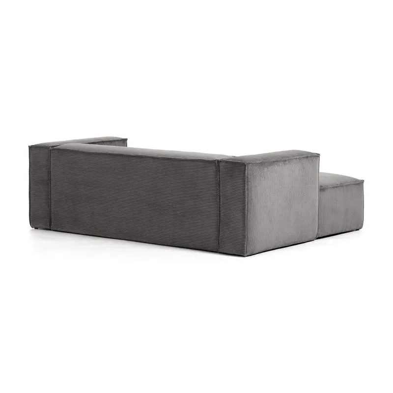 Blok 2-seater with Chaise Longue - Grey Corduroy