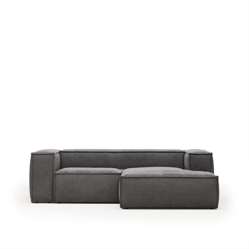 Blok 2-seater with Chaise Longue - Grey Corduroy