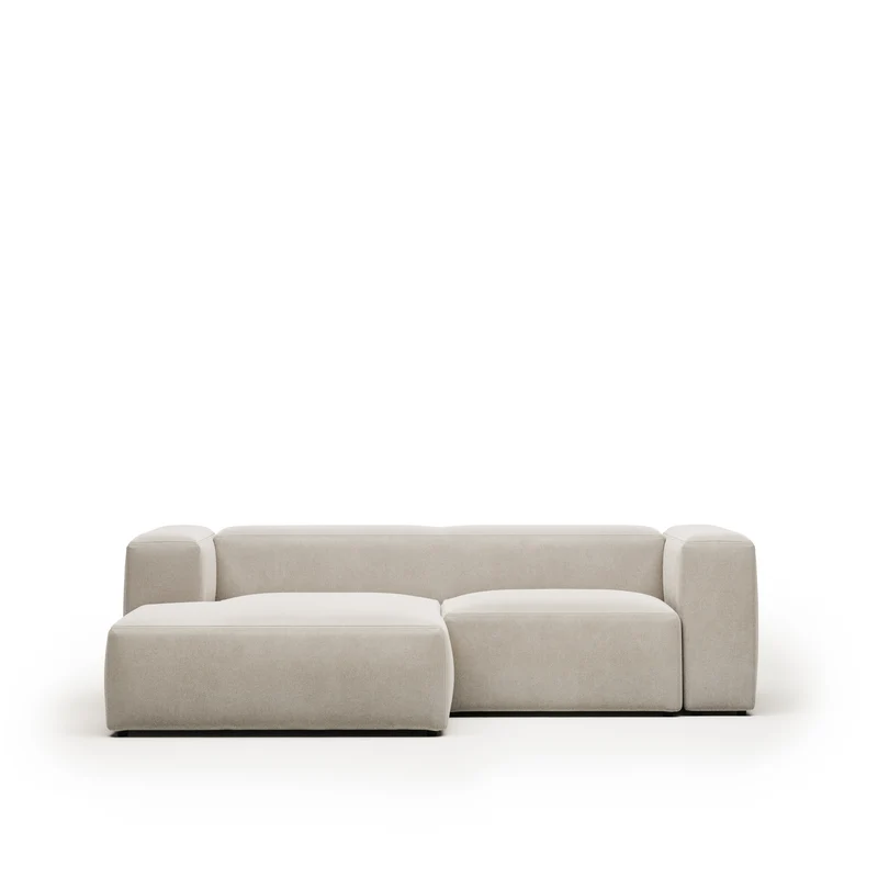 Blok 2-seater with Chaise Longue - Beige Chenille