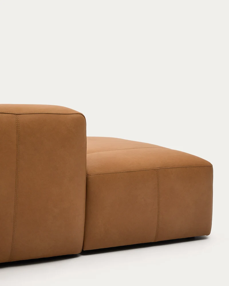 Blok 4-Seater with Chaise Longue - Brown Leather