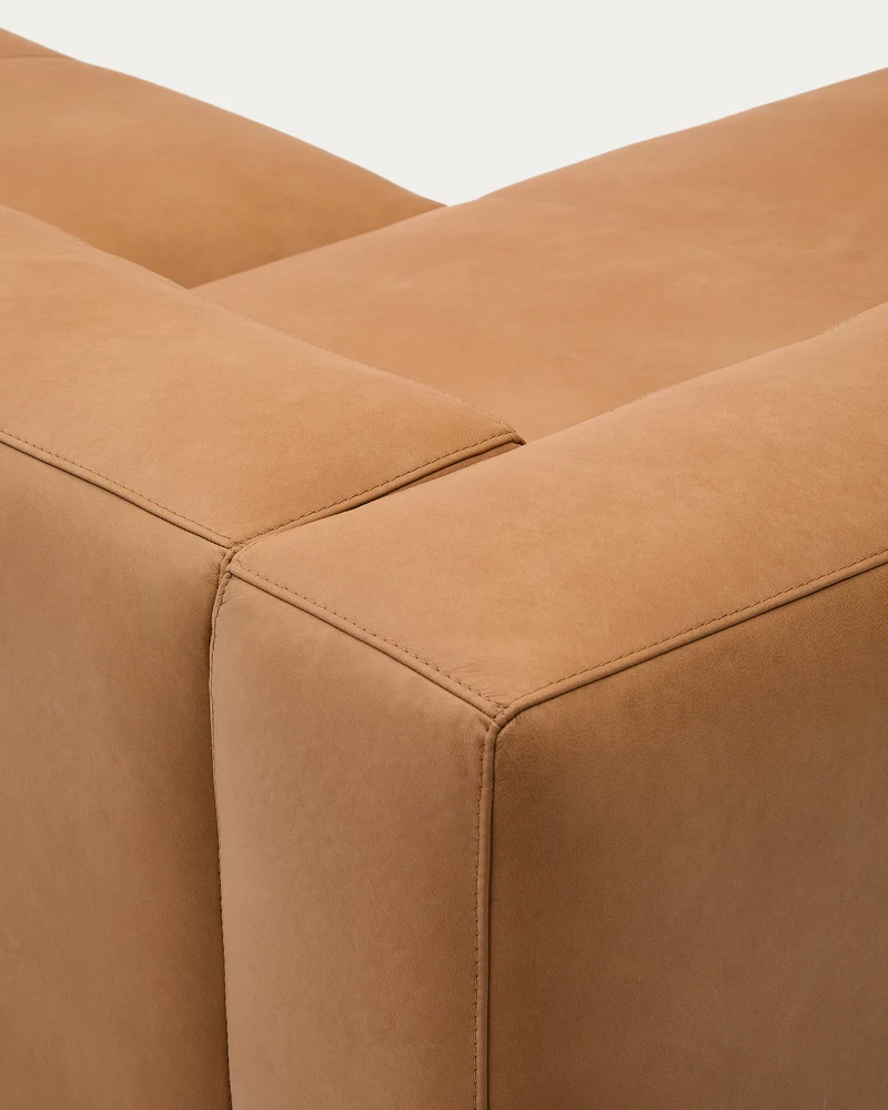 Blok 4-Seater with Chaise Longue - Brown Leather