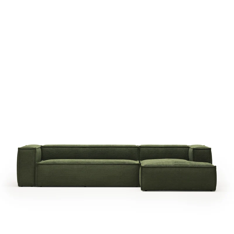 Blok 4-seater with Chaise Longue - Green Corduroy