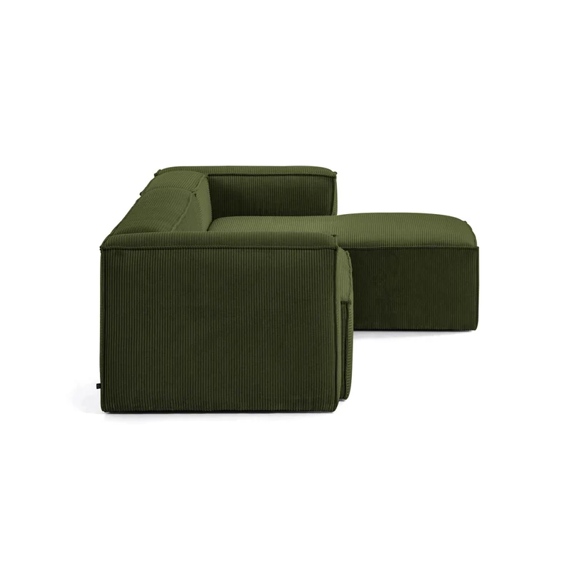 Blok 4-seater with Chaise Longue - Green Corduroy