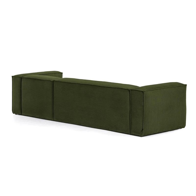Blok 4-seater with Chaise Longue - Green Corduroy