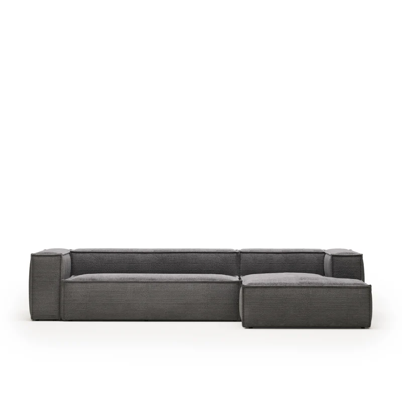 Blok 4-seater with Chaise Longue - Grey Corduroy