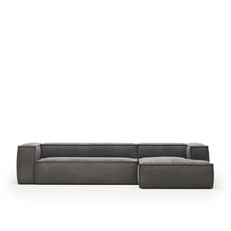 Blok 4-seater with Chaise Longue - Grey Corduroy