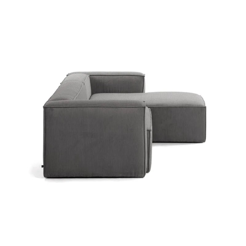 Blok 4-seater with Chaise Longue - Grey Corduroy