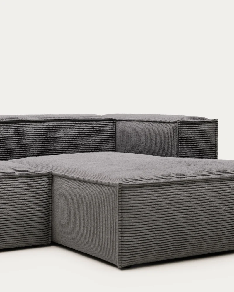 Blok 4-seater with Chaise Longue - Grey Corduroy