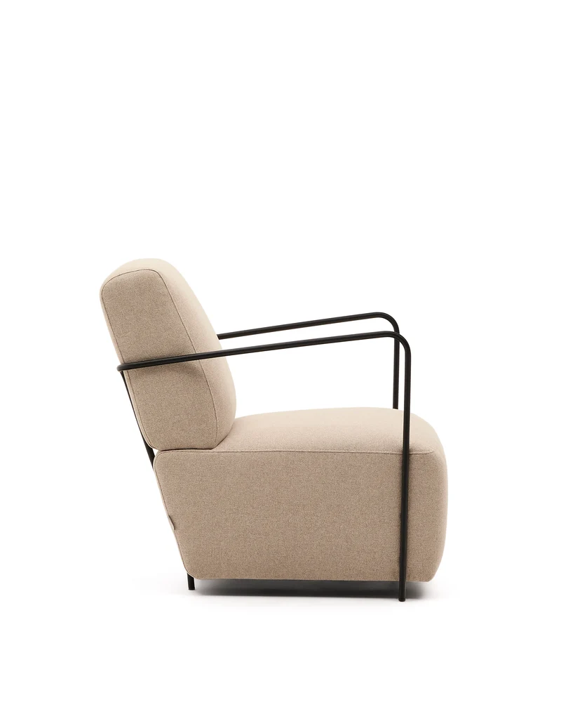 Gamer Armchair - Beige & Black Metal