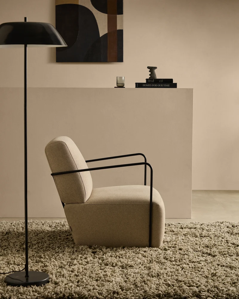 Gamer Armchair - Beige & Black Metal