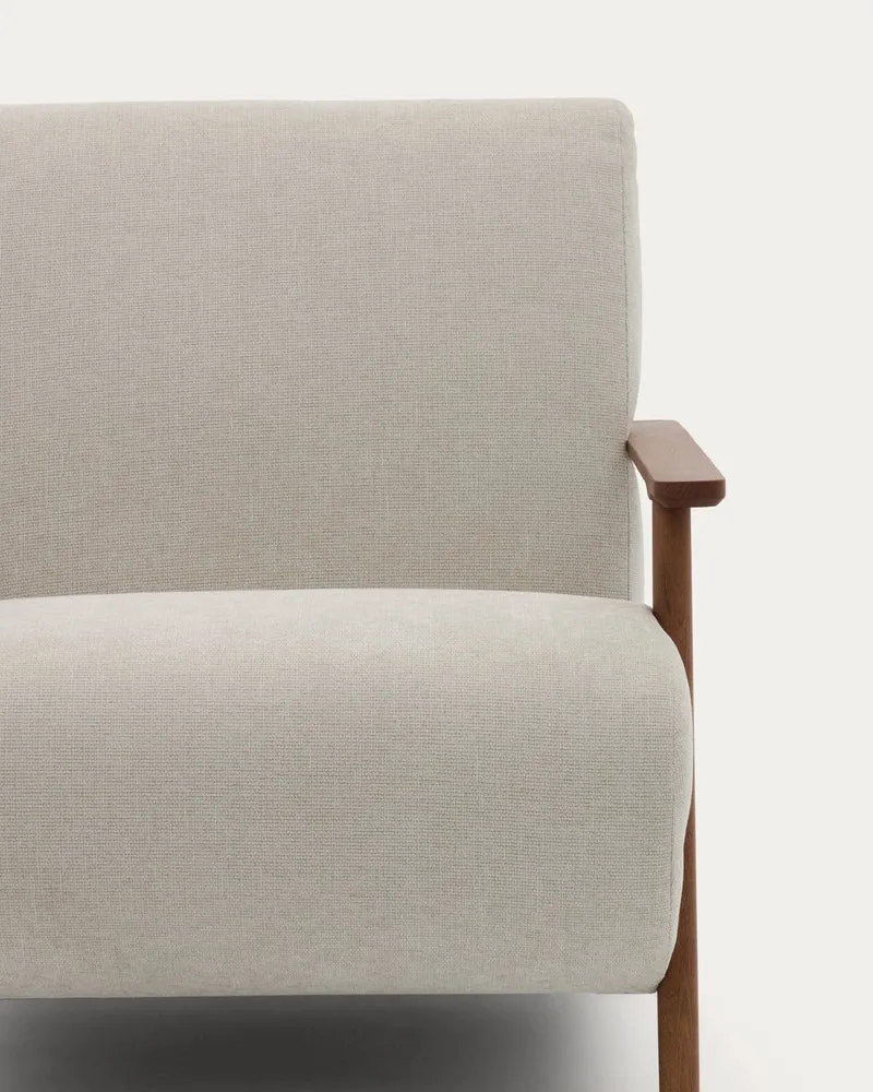 Meghan armchair in pearl chenille and solid ash wood with walnut finish FSC Mix Credit