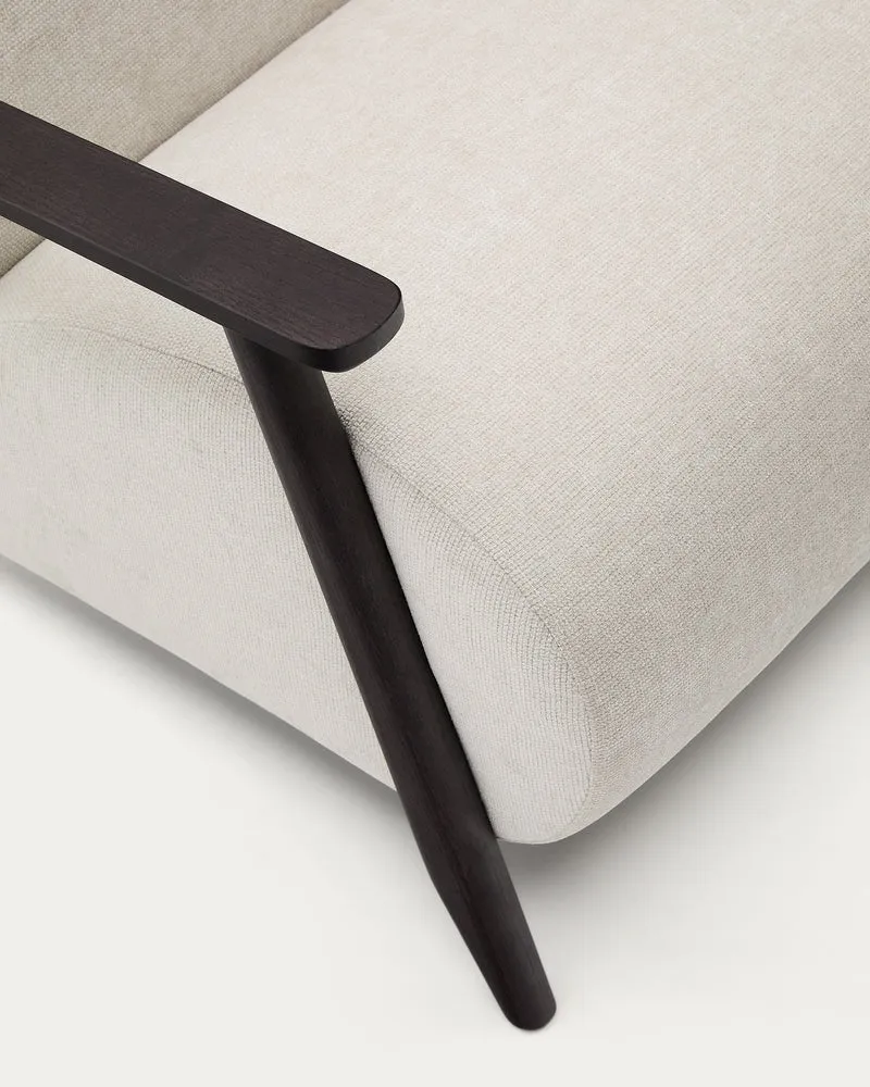 Meghan armchair in pearl chenille and with solid beech wood in a wenge finish FSC Mix Credit