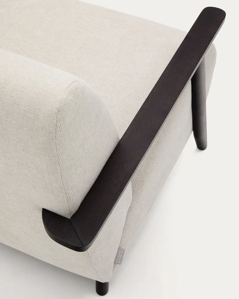 Meghan armchair in pearl chenille and with solid beech wood in a wenge finish FSC Mix Credit