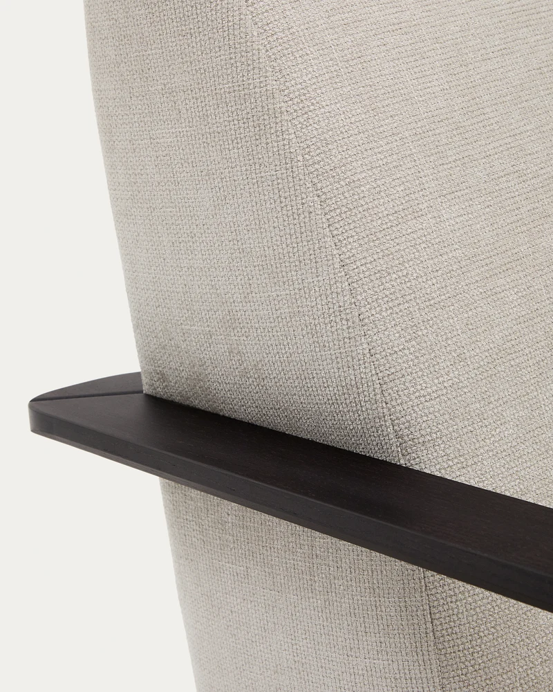 Meghan armchair in pearl chenille and with solid beech wood in a wenge finish FSC Mix Credit