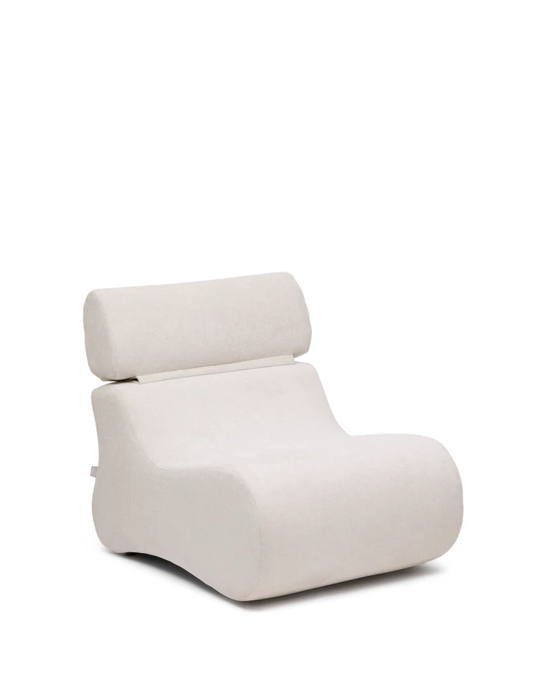 Club pearl-coloured, chenille armchair