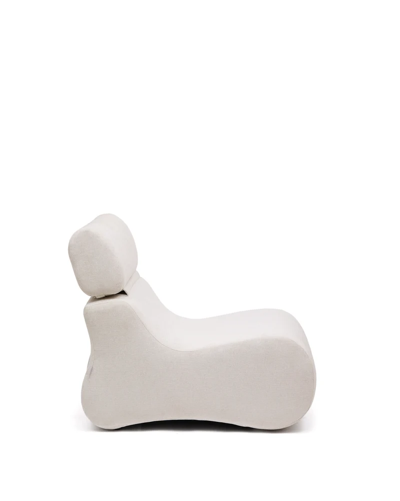 Club pearl-coloured, chenille armchair