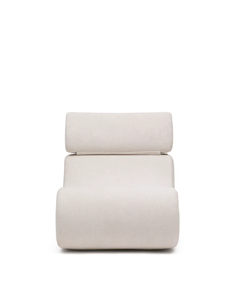 Club pearl-coloured, chenille armchair