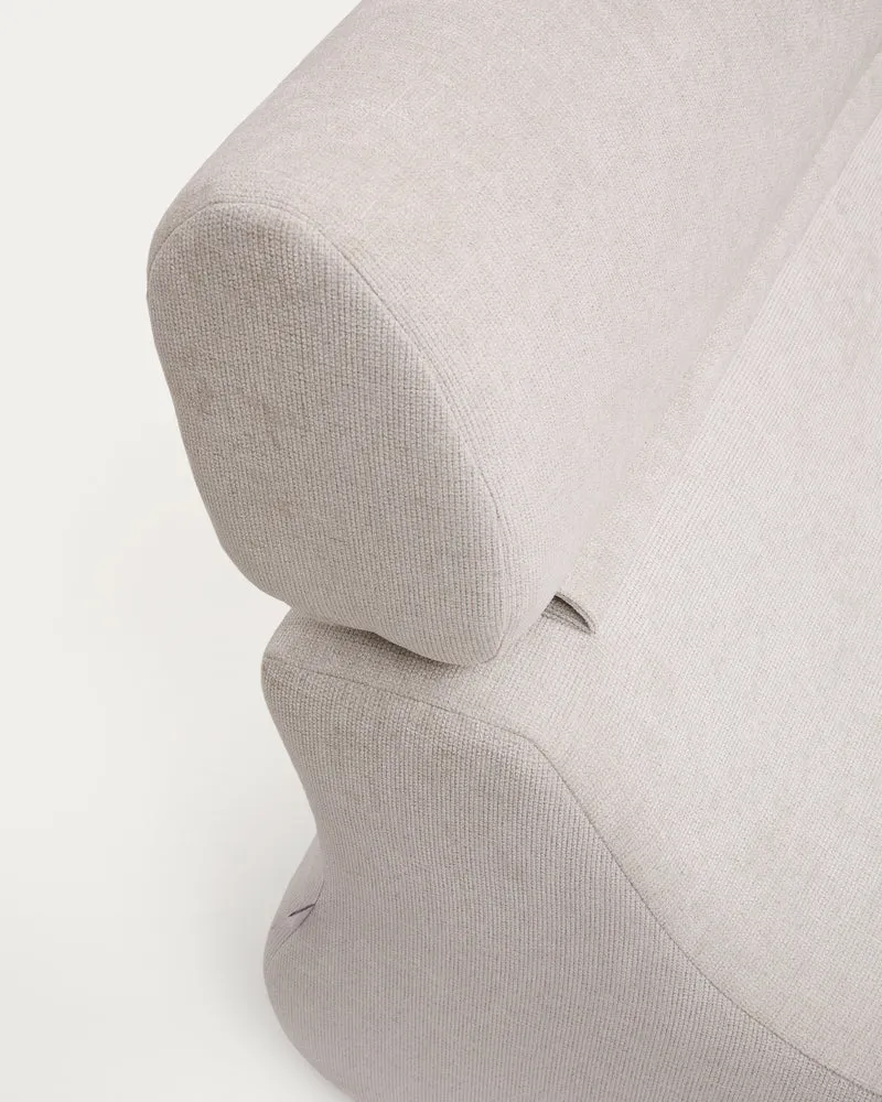 Club pearl-coloured, chenille armchair