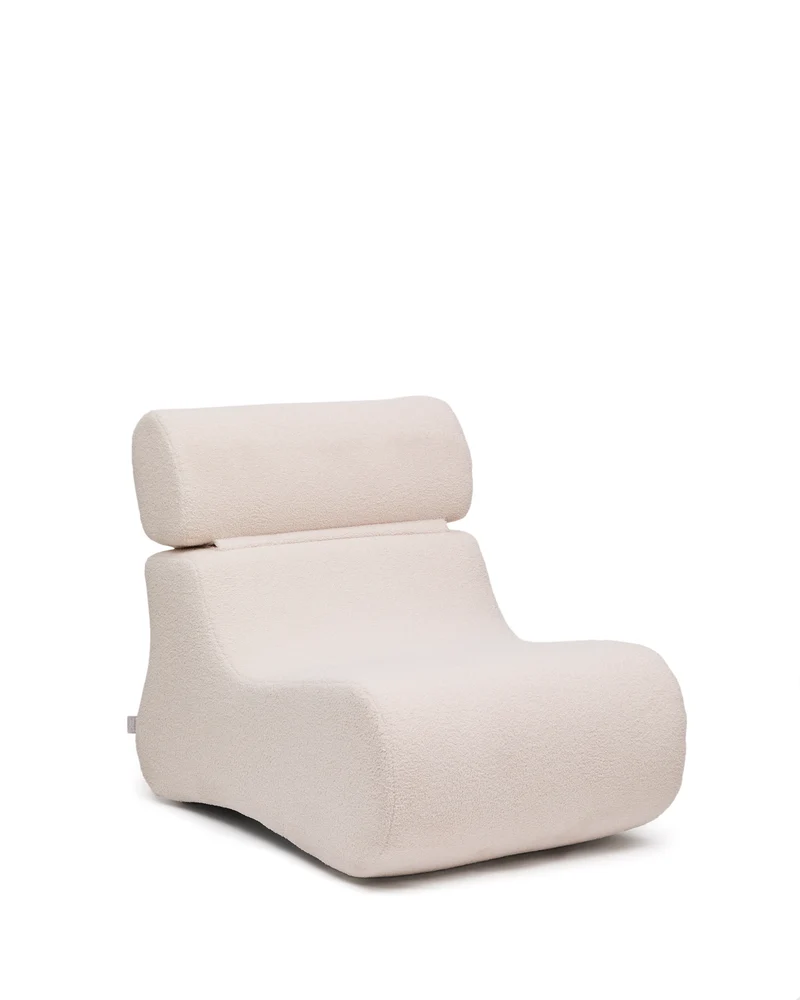 Club ecru-coloured, bouclé armchair