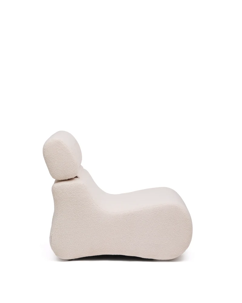 Club ecru-coloured, bouclé armchair