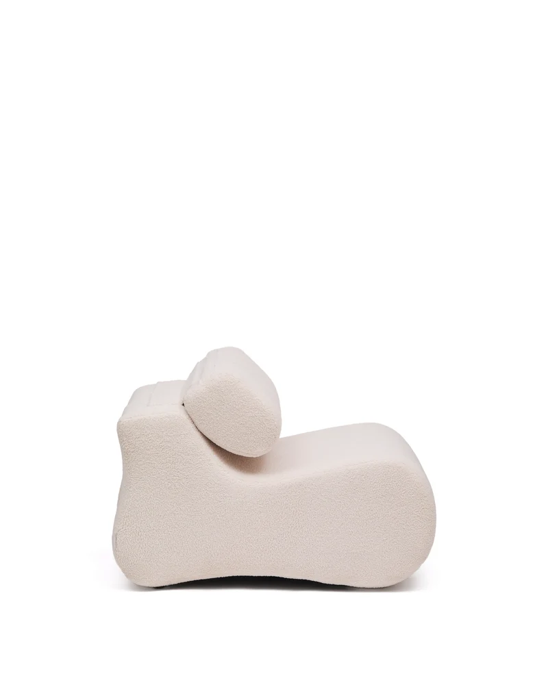 Club ecru-coloured, bouclé armchair