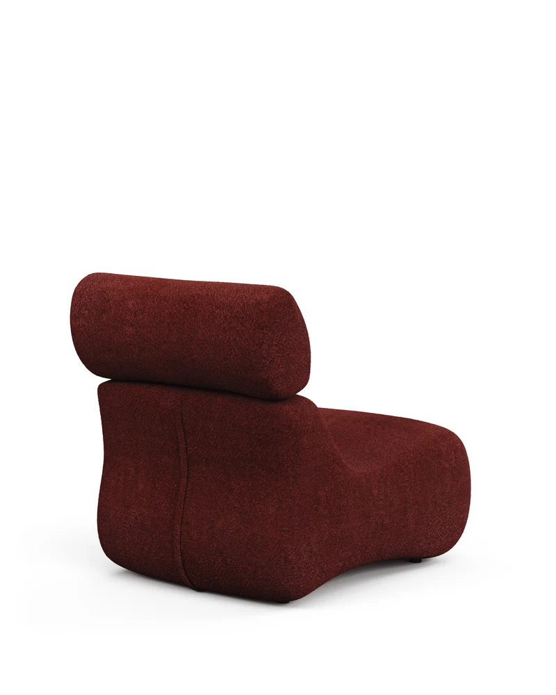 Club burgundy bouclé armchair