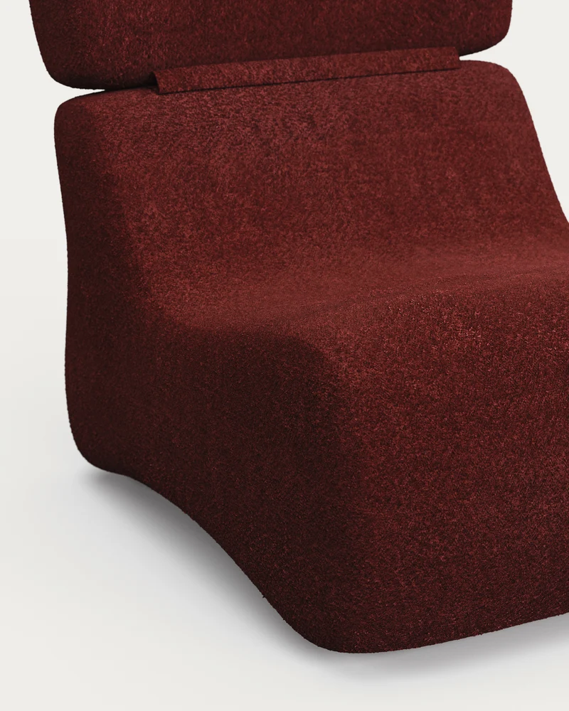 Club burgundy bouclé armchair