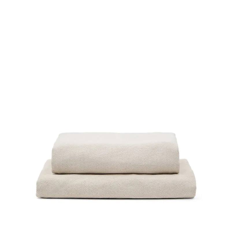 Zenira beige cotton and linen footrest cover 90 x 90cm