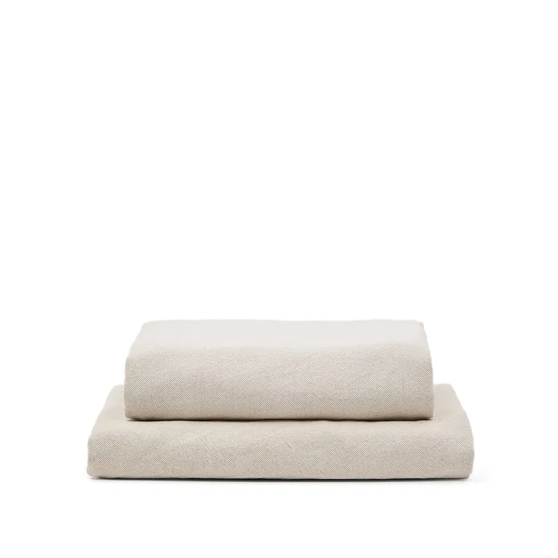 Zenira beige cotton and linen footrest cover 90 x 90cm