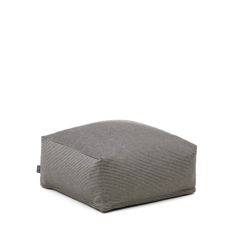 Famara pouffe with removable cover in cotton with navy blue stripes 60 x 60 x 40 cm