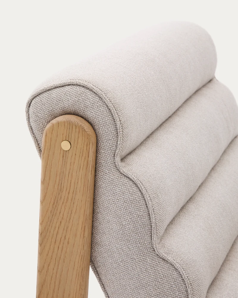 Magira beige armchair in solid oak wood with natural finish