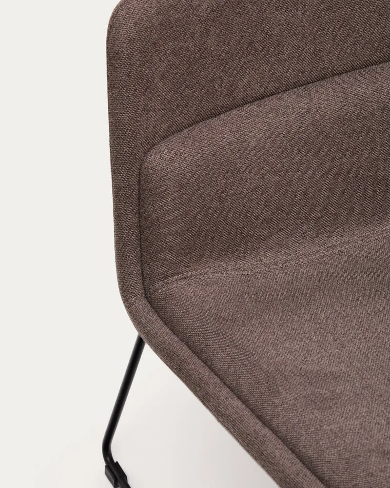 Zahara brown armchair and steel in a black finish