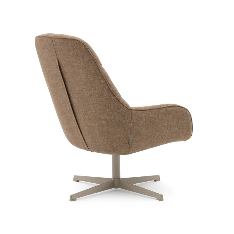 Jaspe light brown swivel armchair with grey-finished metal, FSC 100%