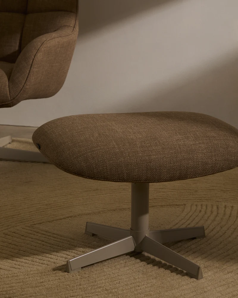 Jaspe light brown swivel armchair with grey-finished metal, FSC 100%
