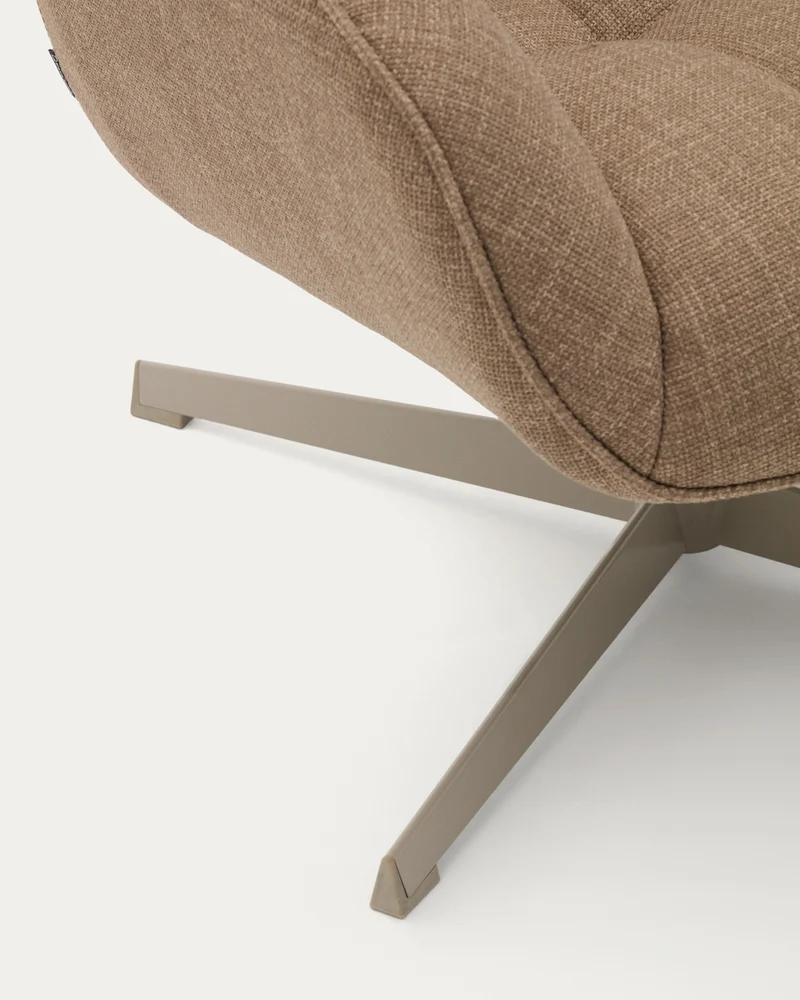 Jaspe light brown swivel armchair with grey-finished metal, FSC 100%