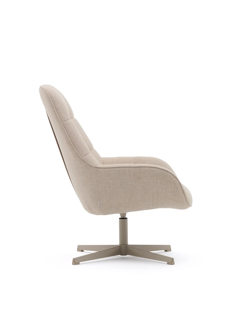 Jaspe beige swivel armchair with grey-finished metal, FSC 100%
