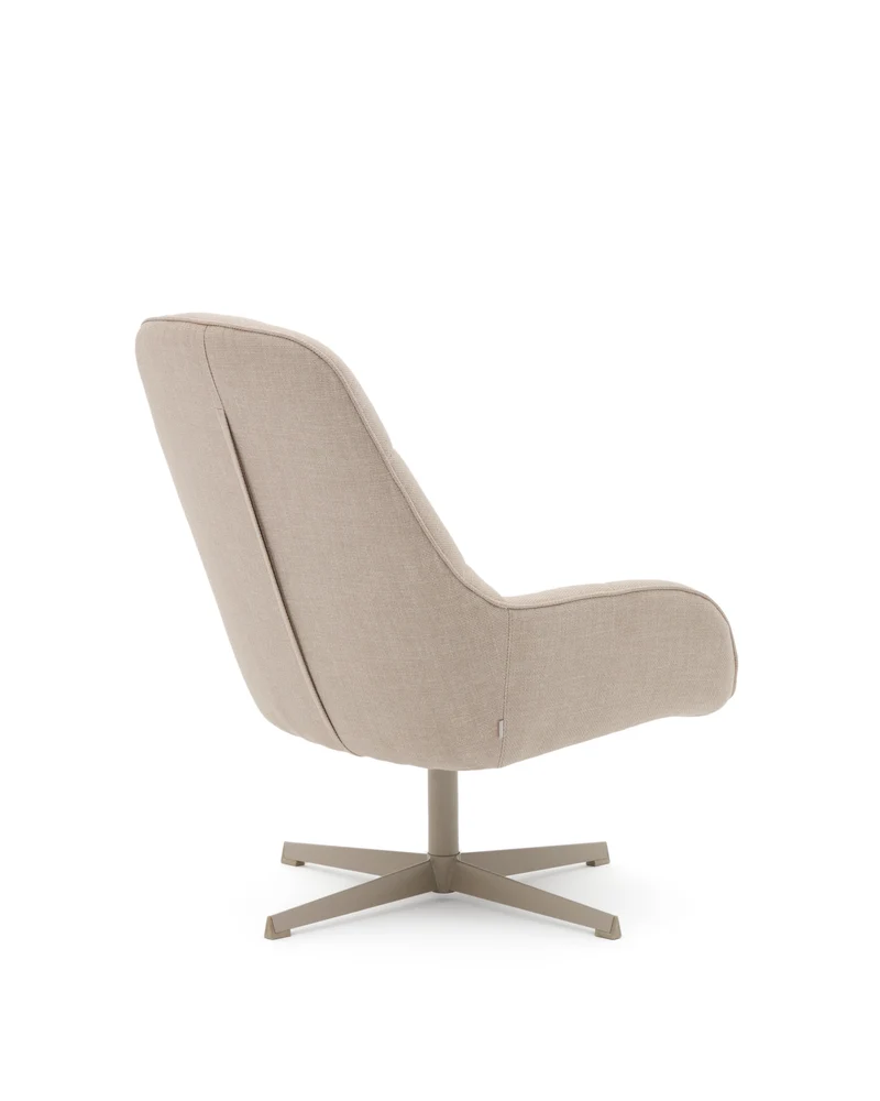 Jaspe beige swivel armchair with grey-finished metal, FSC 100%