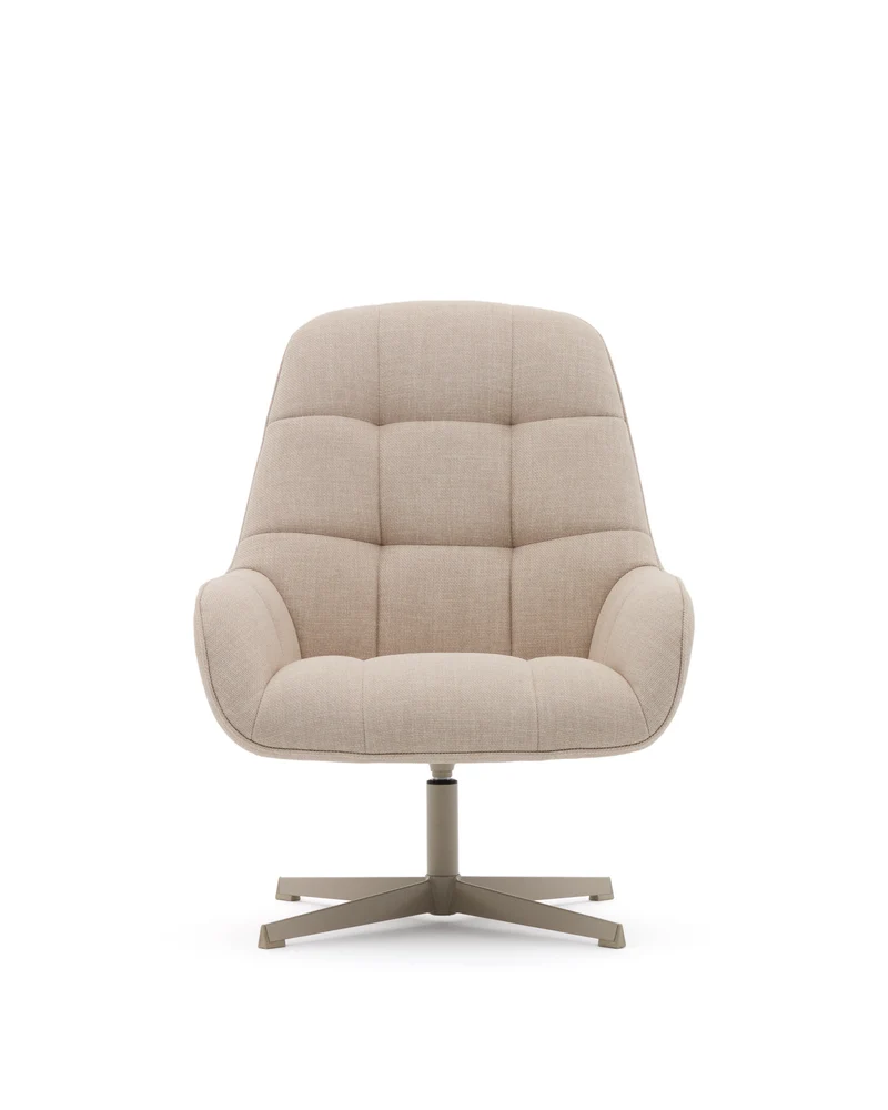 Jaspe beige swivel armchair with grey-finished metal, FSC 100%